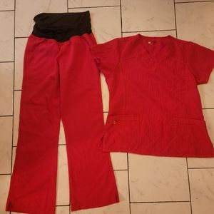 Wonderwink Four-Stretch Hot Pink Maternity Scrubs